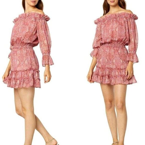 MISA LOS ANGELES Washed Rose Pink Danae Floral Blouson Mini Dress Sz XS NWT - Picture 6 of 12
